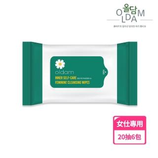 【韓國OLDAM】Miin Feminine 女仕專用清潔可沖濕式衛生紙 無味 20抽 6包 攜帶包