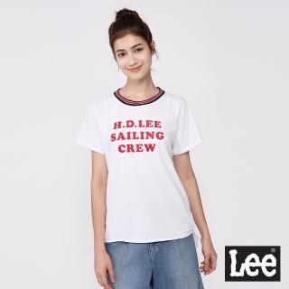 【Lee 官方旗艦】女裝 短袖T恤 / 海洋風 側邊綁結 清新白 季節性版型(LL200180K14)