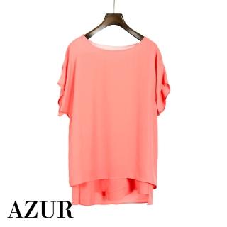 【AZUR】素雅雪紡多層次上衣-粉紅