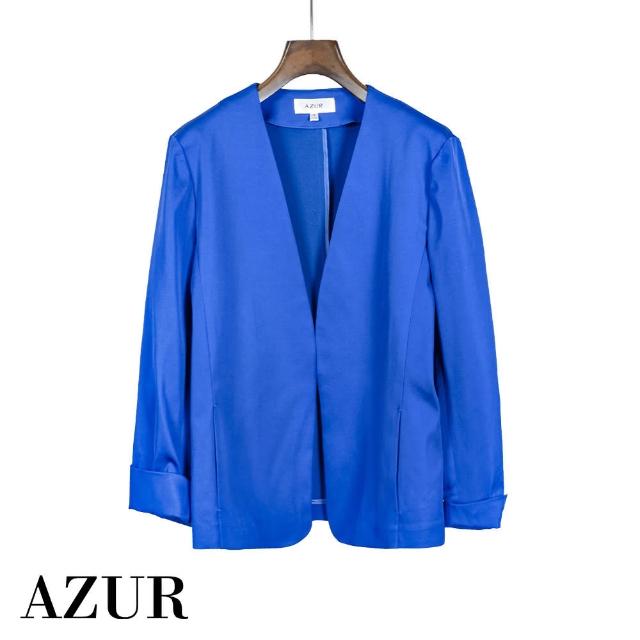 【AZUR】質感亮色無領西裝外套