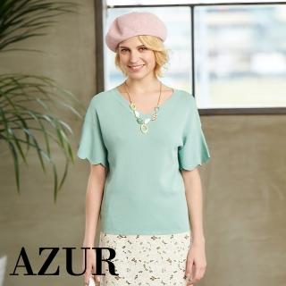 【AZUR】花瓣圓圓袖針織上衣-3色