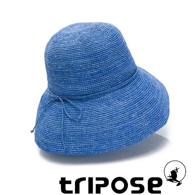 【tripose】經典優雅-100%手工Raffia時尚遮陽草帽-帽簷-8cm(藍)
