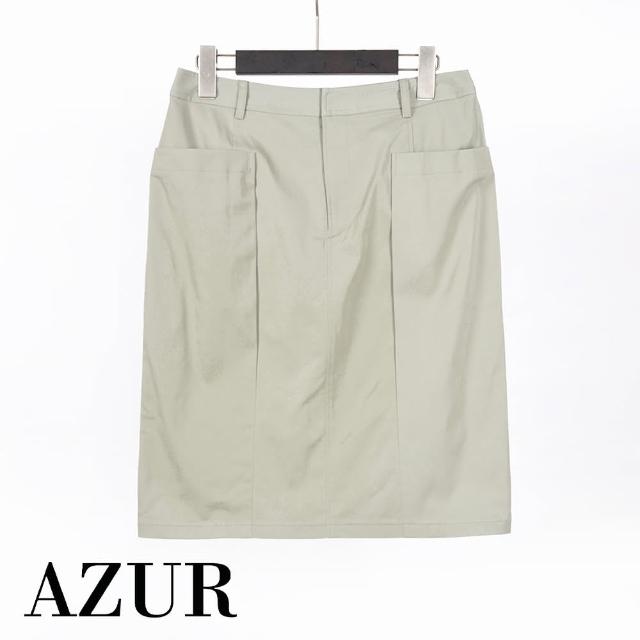 【AZUR】率性簡約寬口袋窄裙-冷綠