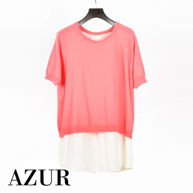 【AZUR】戀愛滋味圓領五分袖針織上衣-2色
