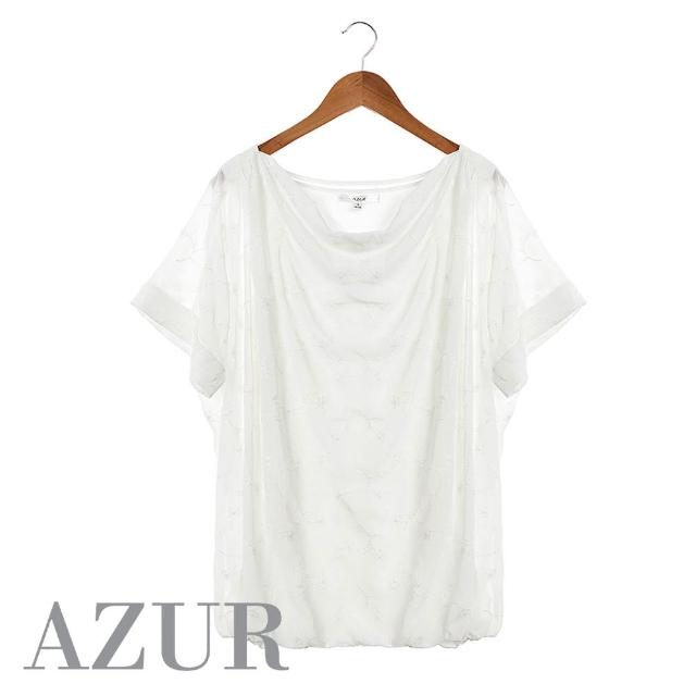 【AZUR】垂墜朦朧雲朵雪紡上衣-白