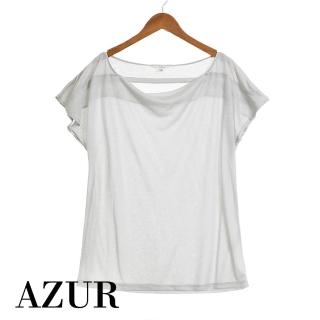 【AZUR】知性透膚雪紡拼接上衣-淺灰