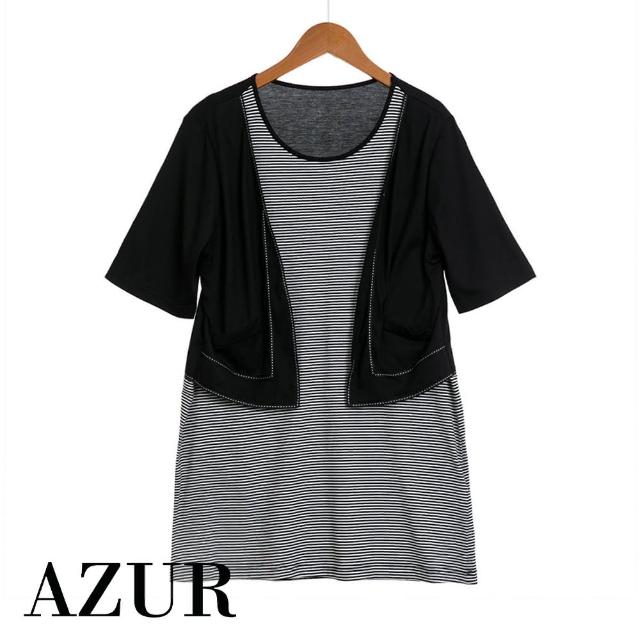 【AZUR】率性經典黑白兩件式上衣