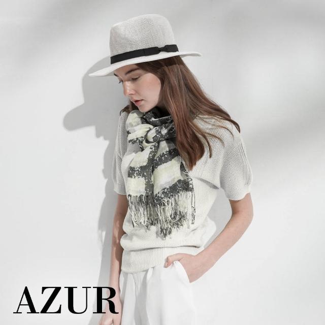 【AZUR】日系溫柔粗針圓領上衣-白