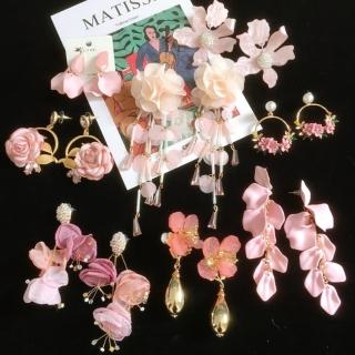 【RJNewYork】粉紅佳人花瓣多款樣式耳環(粉色各10款可選)