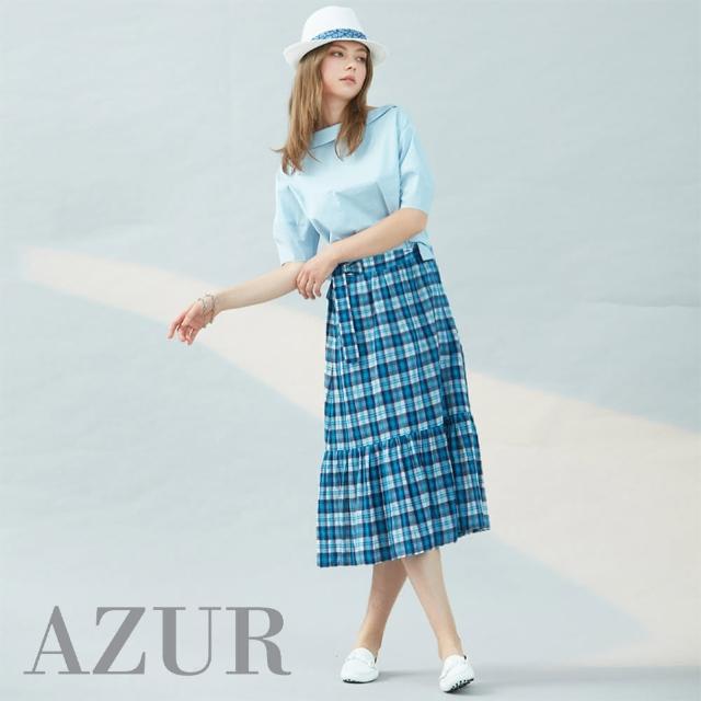 【AZUR】野餐時光甜美格紋魚尾裙-2色