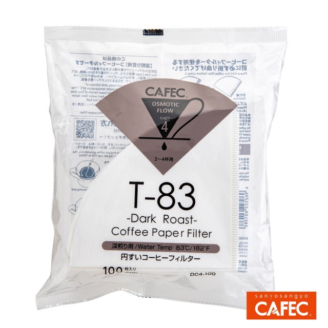 【日本三洋產業CAFEC】總代理 CAFEC 深焙專用錐形濾紙2-4人份(DC4-100W)