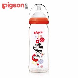 【Pigeon 貝親】寬口母乳實感玻璃奶瓶-米奇紀念款(240ml)