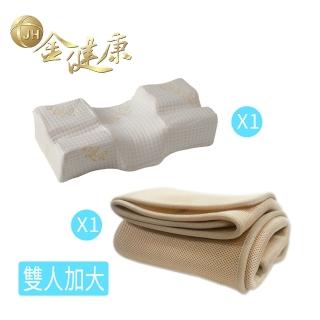 【金健康】3D伸展減壓旗艦枕+6D透氣雙人加大床墊(日韓熱賣 高支撐 透氣佳)