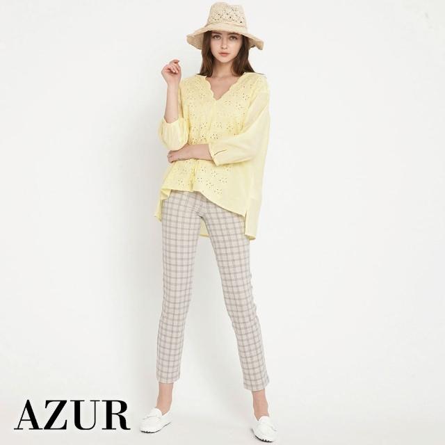 【AZUR】百搭時髦格紋直筒褲