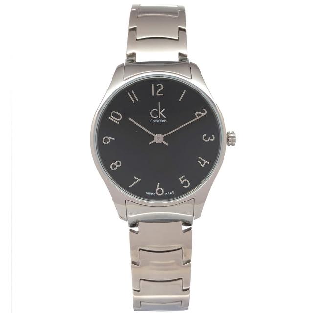 【Calvin Klein】極簡阿拉伯數字刻度手錶-黑面x銀色/32mm(K4D2214X)