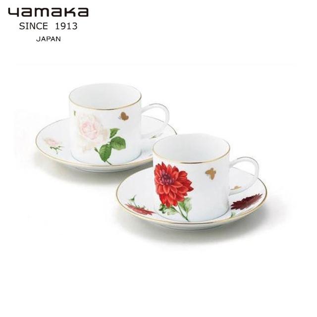 【yamaka】HANAE MORI咖啡杯對杯2入組 230ml(日本製 日本原裝進口瓷器咖啡杯2入組)