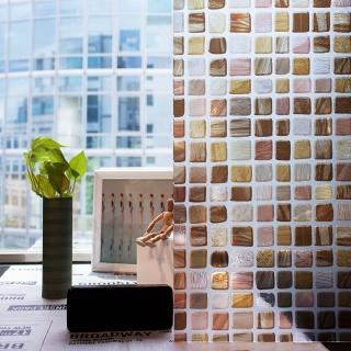 【MEIWA】日本製 明和抗UV窗貼 壁貼-彩色磚石92*100CM(隔熱 省電 隱密 美化)