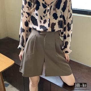 【JILLI-KO】買一送一 韓版百搭五分款西裝褲-M/L(深卡)