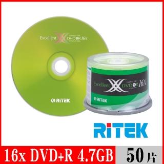 【RITEK錸德】16x DVD+R 4.7GB X版/50片布丁桶裝