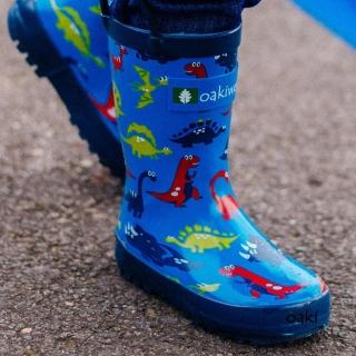 【美國 OAKI】兒童提把雨鞋(11521 藍恐龍)