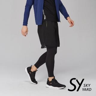 【SKY YARD】透氣網布運動短褲(黑色)