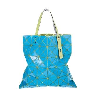 【ISSEY MIYAKE 三宅一生】BAOBAO 水藍/草綠撞色提把三角格6x6手提包