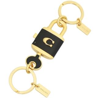 【COACH】黑X金C Logo 鎖頭&鑰匙吊飾/鑰匙圈