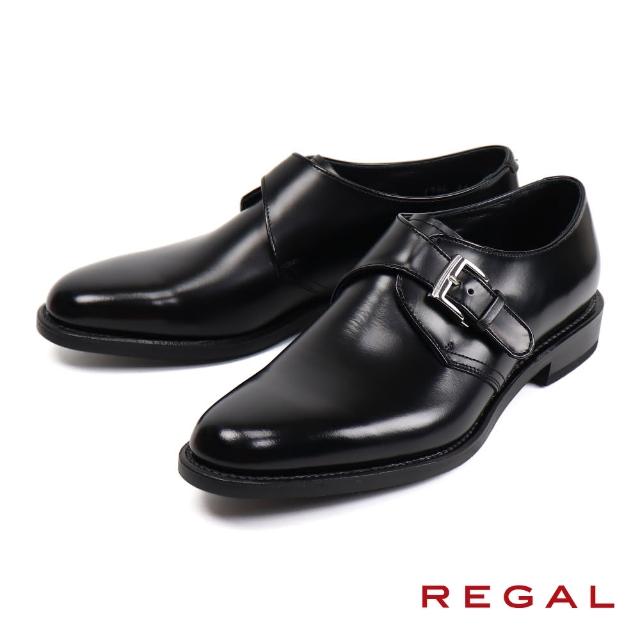 【REGAL】日系紳士素面簡約單扣孟克鞋黑色(17BL-BL) - momo購物網