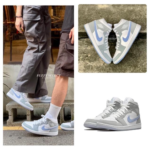 NIKE 耐吉】W Air Jordan 1 Mid Wolf Grey 煙灰冰藍女款(BQ6472-105