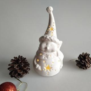 聖誕禮物 聖誕雪人陶瓷LED小夜燈(高15.5cm／不含電池)