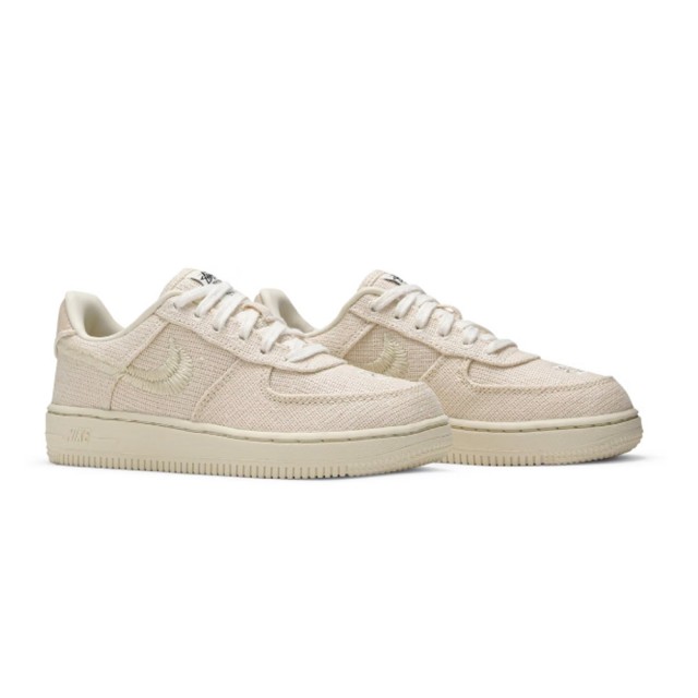 NIKE 耐吉】Stussy x Air Force 1 Low Fossil PS TD 小童中童亞麻奶油