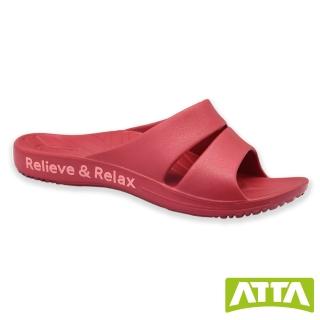 【ATTA】簡約休閒雙帶足弓均壓室外拖鞋(酒紅)