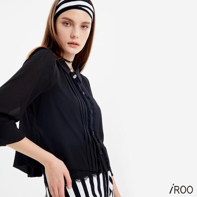 【iROO】兩件式壓摺雪紡襯衫