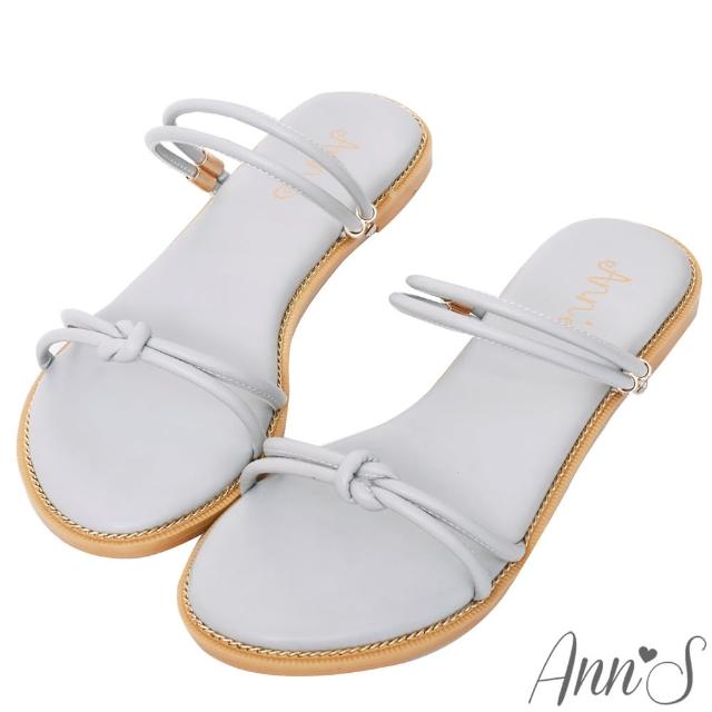 【Ann’S】微糖小文青-扭結可兩穿寬版平底涼鞋(灰)