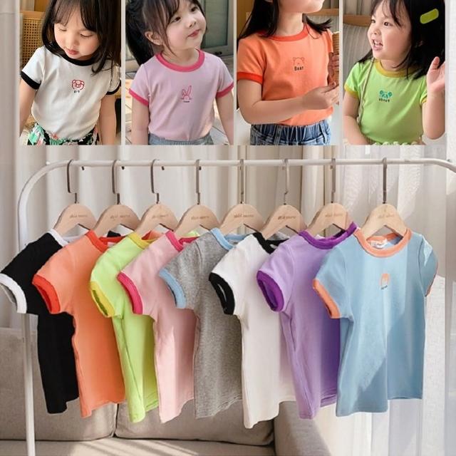 【小衣衫童裝】夏季兒童超值新款糖果色拼色短袖T恤(1090517)