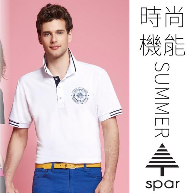 【SPAR】男款 吸濕排汗彈性短袖POLO衫.休閒衫.排汗上衣(SA1088203 白色)