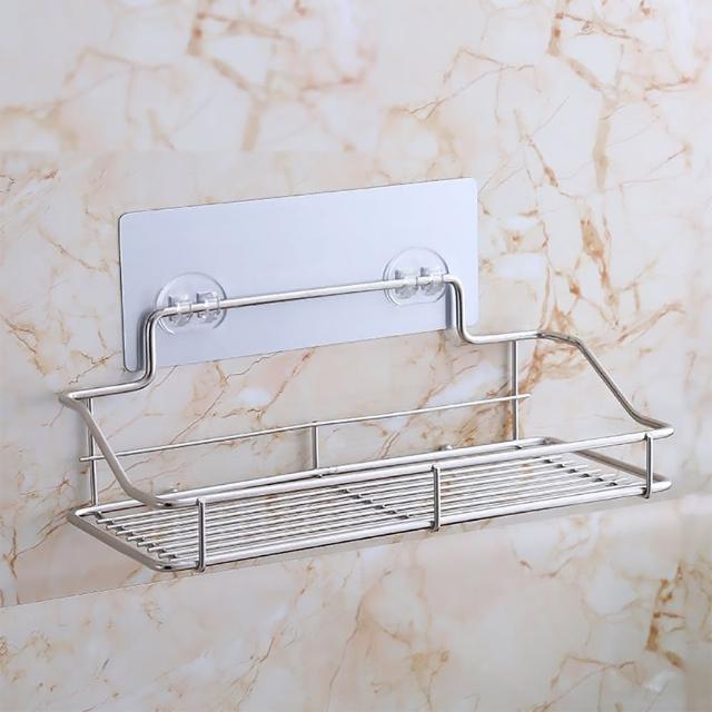 【EZlife】免釘鑽不鏽鋼置物架 短款(廚房浴室通用)