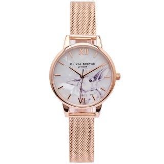 【Olivia Burton】純真大耳兔子風格的米蘭帶錶帶手錶-珍珠貝面/30mm(OB16WL85)