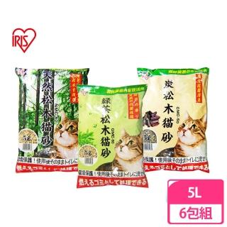 【IRIS】松木砂 木屑砂5L 三種香味(6包組)