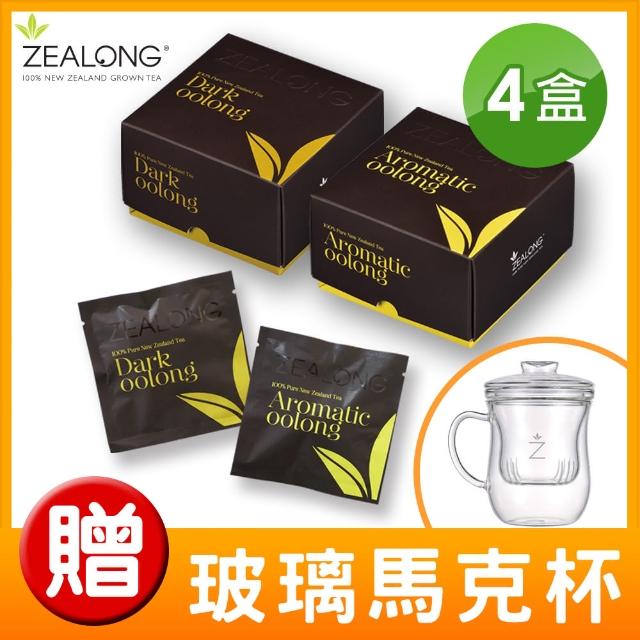 【Zealong 璽龍】有機烏龍茶茶包x4盒組(8包/盒)+玻璃馬克杯1入