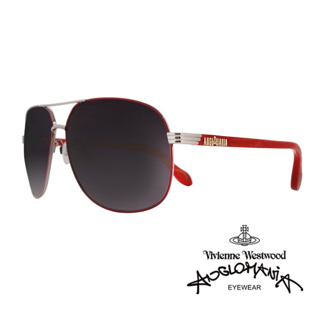 【Vivienne Westwood】ANGLO MANIA系列－經典品牌文字款太陽眼鏡(AN780-03 紅/銀)