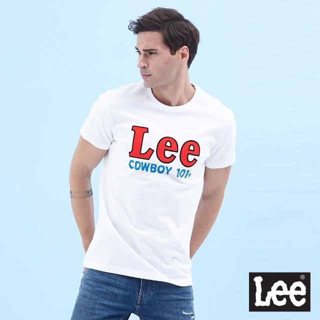 【Lee 官方旗艦】男裝 短袖T恤 / 活力COWBOY LOGO 經典白 標準版型 / 101+ 系列(LL200152)