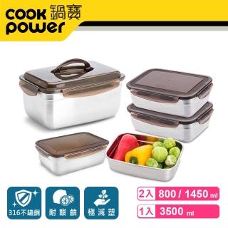【CookPower 鍋寶】316不鏽鋼保鮮盒多功用5入組(EO-BVS35145Z208Z2)