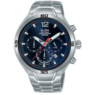 【ALBA】IG廣告款-型男三眼計時錶-藍x44mm 女王節(VD53-X353B AT3G37X1)