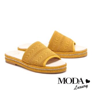 【MODA Luxury】簡約民俗風飛織草編厚底拖鞋(黃)