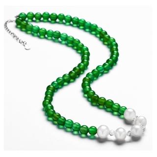 【RJNewYork】淡水珍珠綠綠玉瑪瑙水晶項鍊手鍊耳環(綠綠玉)