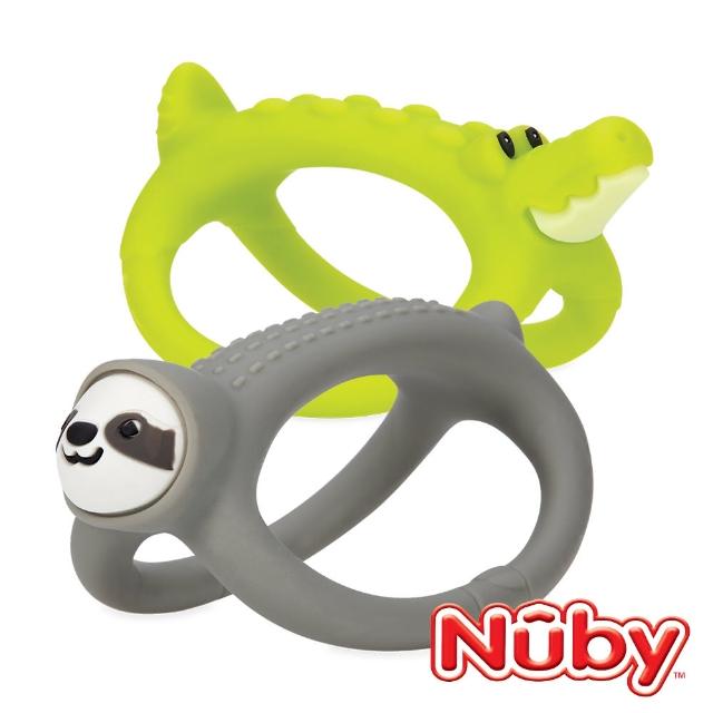 【Nuby官方直營】矽膠搖搖固齒器-樹懶/鱷魚(兩款可選)