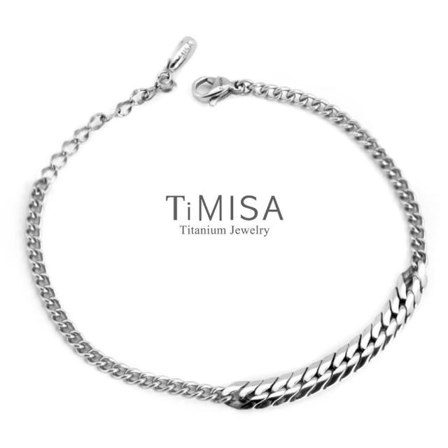 【TiMISA】女神 菱紋心5mm細款 純鈦手鍊