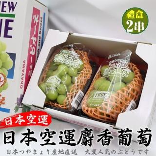 【WANG 蔬果】日本長野/山梨縣溫室麝香葡萄2房禮盒x1盒(350-400g/串)