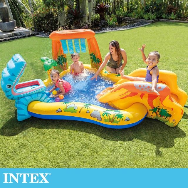 【INTEX】恐龍噴水戲水游泳池/小滑水道249x191cm(310L_57444)